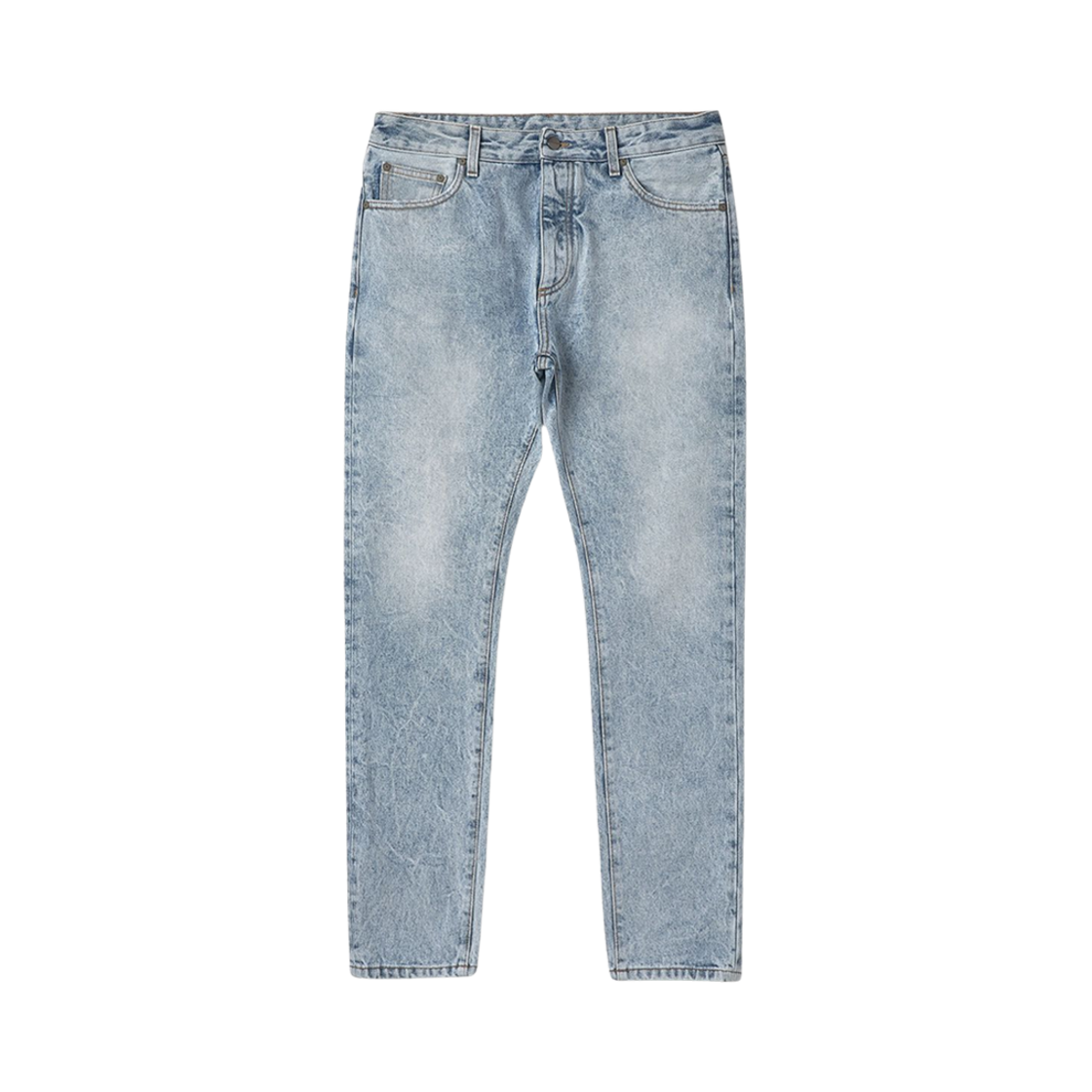 PMYA012C99DEN0024001 Palm Angels Covered Logo Print Denim Pants Light Blue