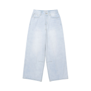 Millo Women Vintage Wide Denim Pants Light Blue