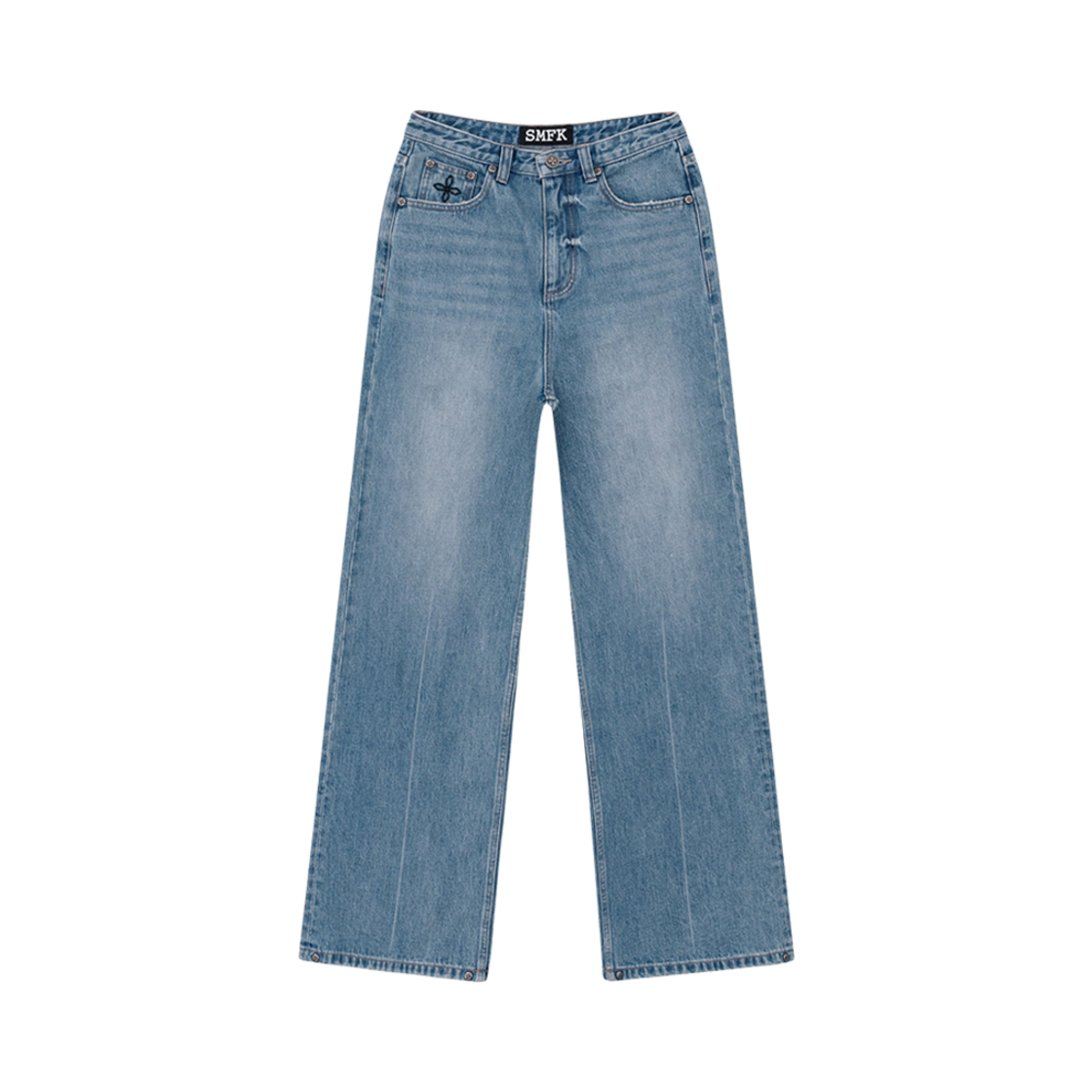 (W) 에스엠에프케이 컴패스 클래식 크로스 플레어 진 블루((W) SMFK Compass Classic Cross Flared Jeans in Blue)