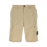 Stone Island L0803 Stretch Cotton Canvas Garment Dyed Cargo Bermuda Shorts Sand - 24SS