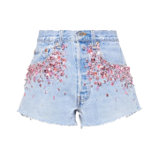 (W) Miu Miu x Levi’s Crystal Denim Shorts Blue
