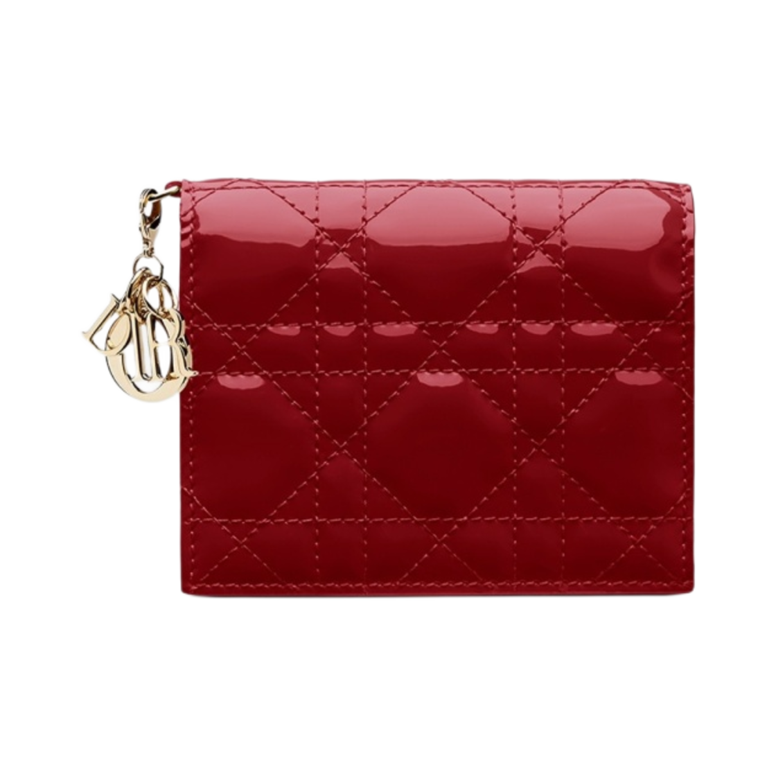 디올 미니 레이디 지갑 페이턴트 까나쥬 카프스킨 체리 레드(Dior Mini Lady Wallet Patent Cannage Calfskin Cherry Red) - 1