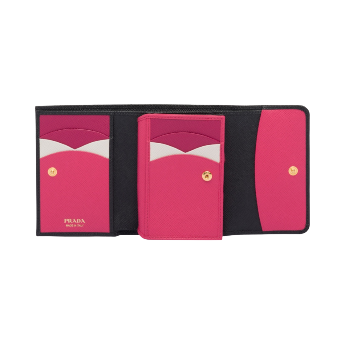 프라다 스몰 사피아노 레더 월렛 블랙 히비스커스(Prada Small Saffiano Leather Wallet Black Hibiscus) - 2