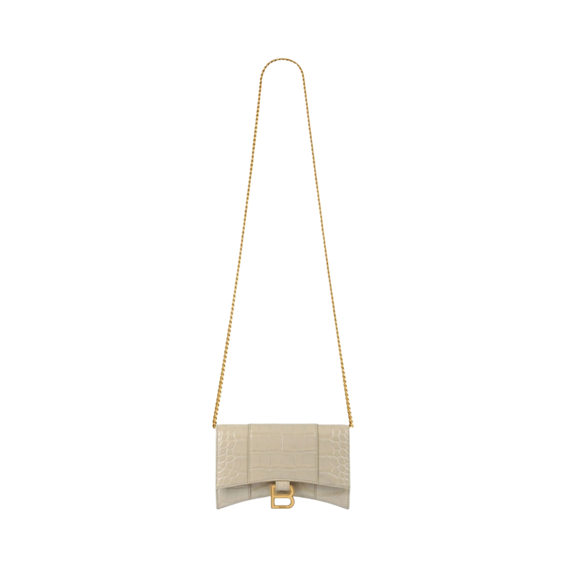 발렌시아가 크로커다일 엠보스 카프스킨 아워글래스 체인 지갑 베이지(Balenciaga Hourglass Wallet On Chain in Crocodile Embossed Calfskin Beige) - 1