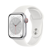 Apple Watch Series 8 41mm Cellular Silver Aluminum Case with Sport Band White (Korean Ver.)