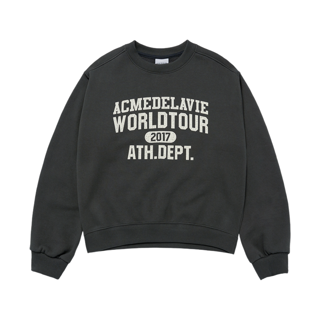 24FW-TP-SW-LG-OCN-CHA ACME DE LA VIE Old School Crack Printing Crop Napping Zurry Sweatshirts Charcoal