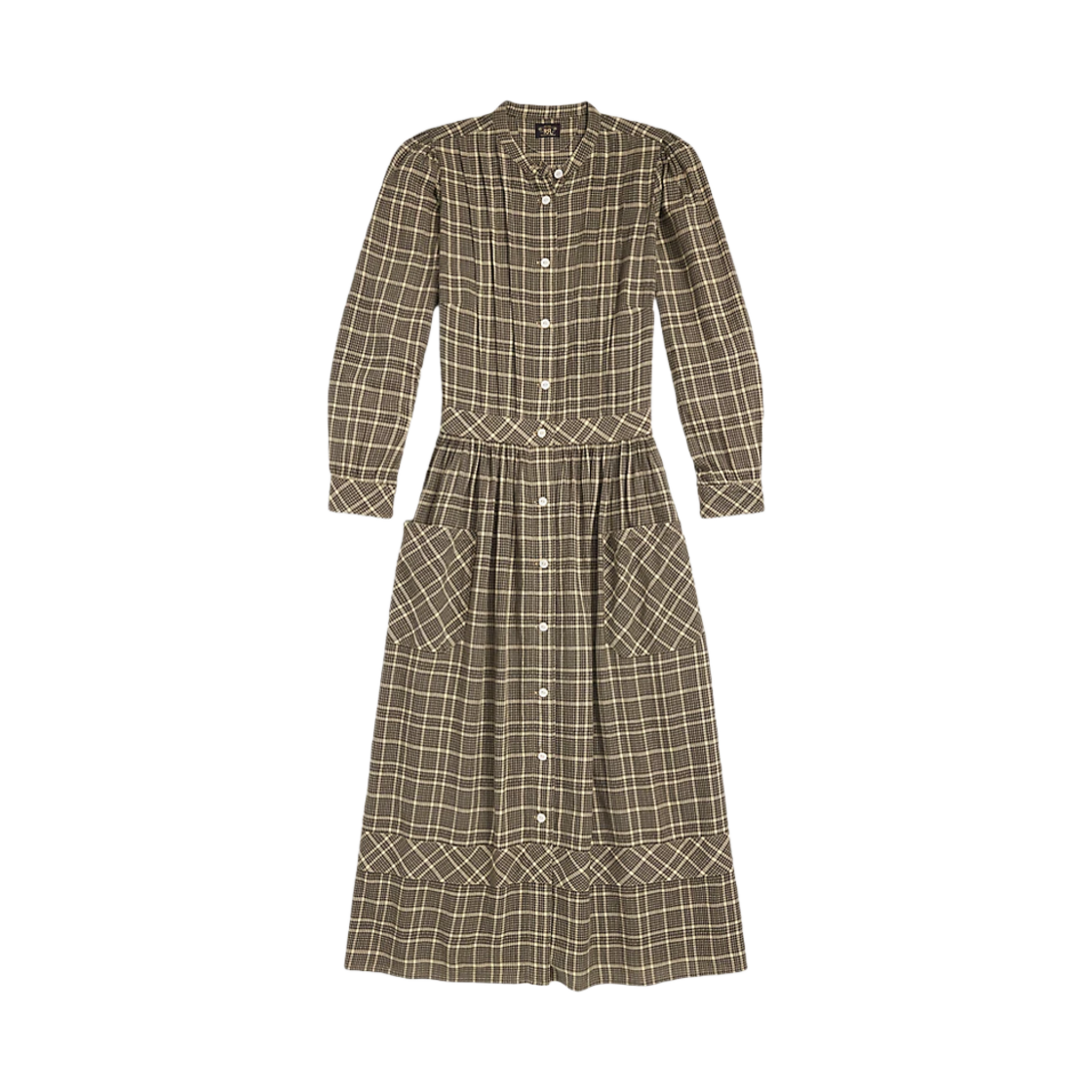 (W) 더블알엘 체크 코튼 도비 드레스 탄 원 블랙((W) Double RL Checked Cotton Dobby Dress Tan One Black) - 1