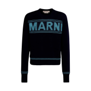 Marni Inlaid Logo Cotton Knit Sweater Eclipse
