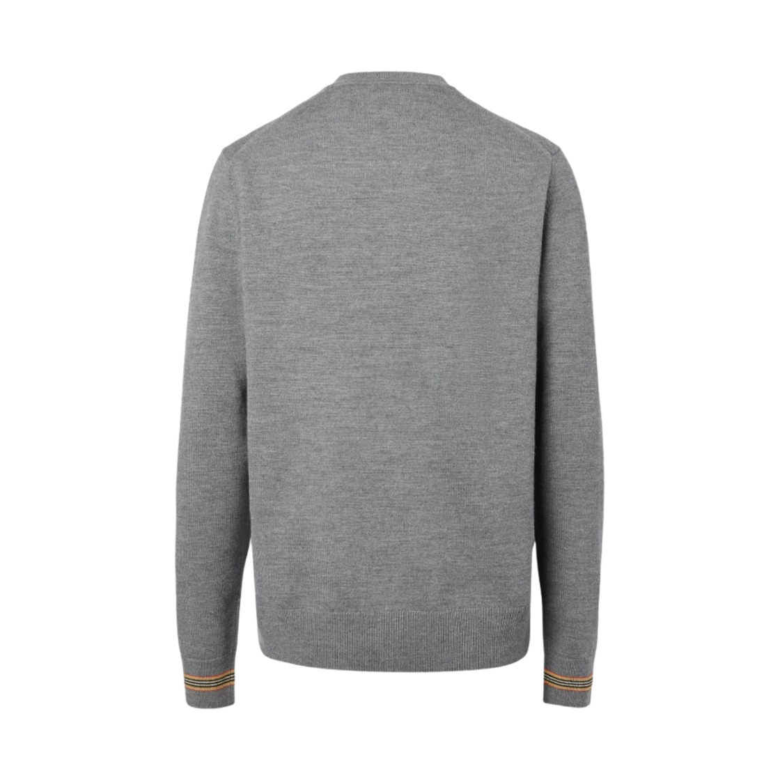 버버리 아이콘 스트라이프 트림 울 스웨터 미드 그레이 멜란지(Burberry Icon Stripe Trim Wool Sweater Mid Grey Melange) - 2