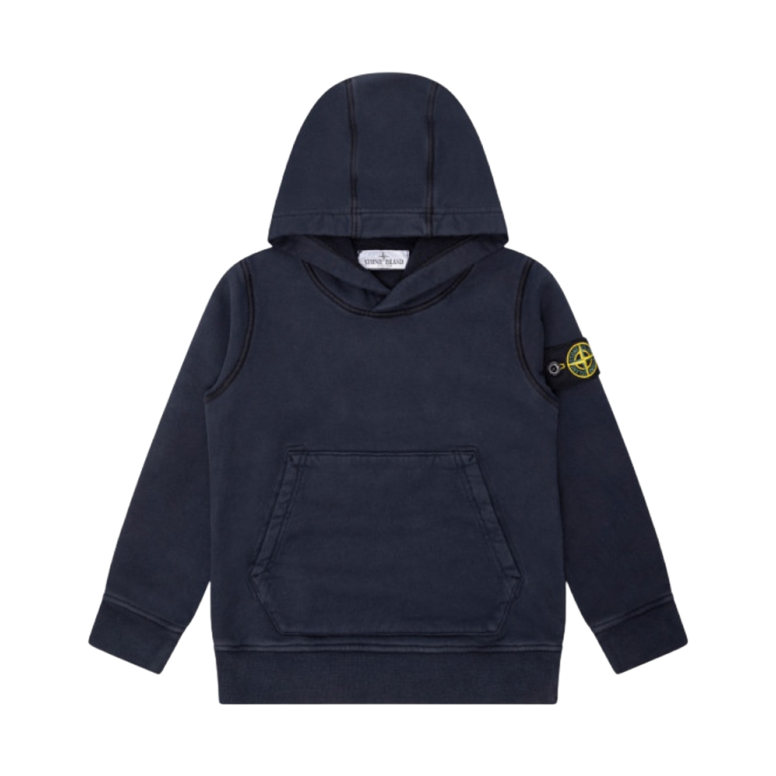 791661620-V0020 (Kids) Stone Island 61620 Garment Dyed Cotton Fleece Hooded Sweatshirt Navy Blue - 23FW