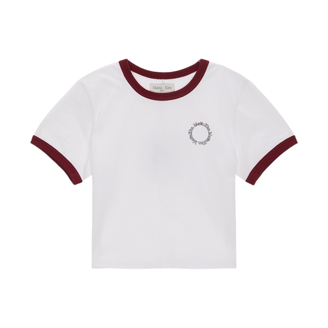 ★Matin Kim★ TWO TONE CUTTED RAGLAN CROP TOP IN WHITE MK243 TWO TONE CUTTED RAGLAN CROP TOP IN WHITE - MATINKIM