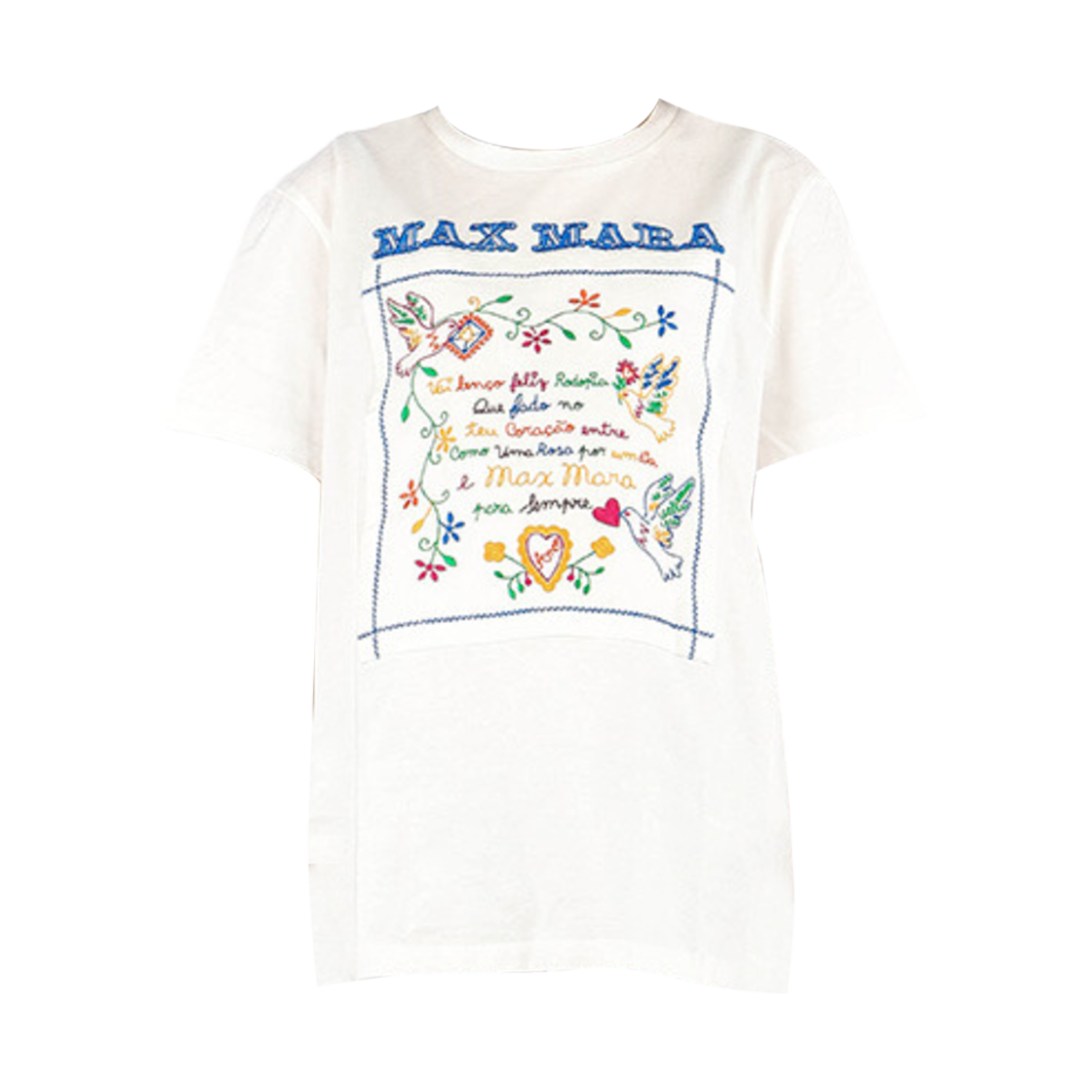TSHIRT-005 (W) Max Mara Embroidered Cotton T-Shirt White