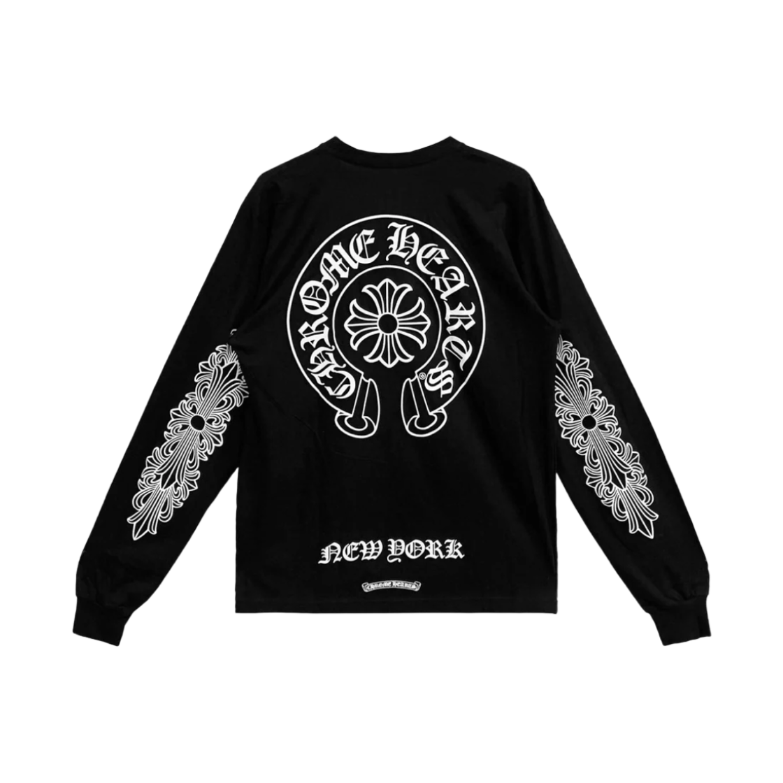 크롬하츠 홀스슈 로고 롱슬리브 티셔츠 블랙 - 뉴욕 한정(Chrome Hearts Horseshoe Logo Long Sleeve T-Shirt Black - New York Exclusive)