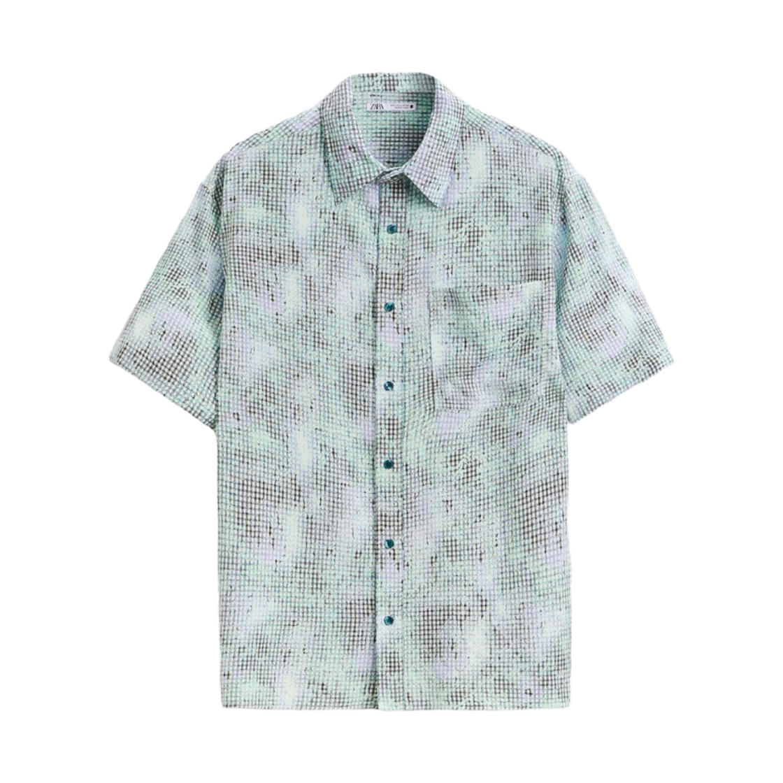 7545/389/526 Zara Pixelated Printed Shirt Light Green