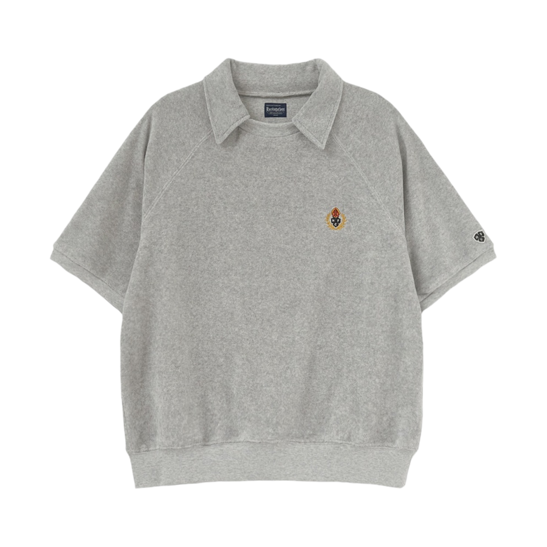 HFA241TS03 Heritage Floss Crest Towel Collar Half Sleeve Grey