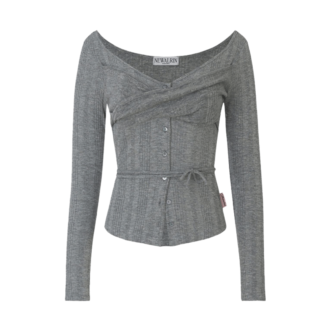 뉴얼린 로지탑 그레이(Newalrin Rosie twist button Top Gray)