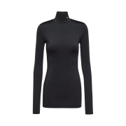 (W) Prada Jersey Turtleneck Top Black