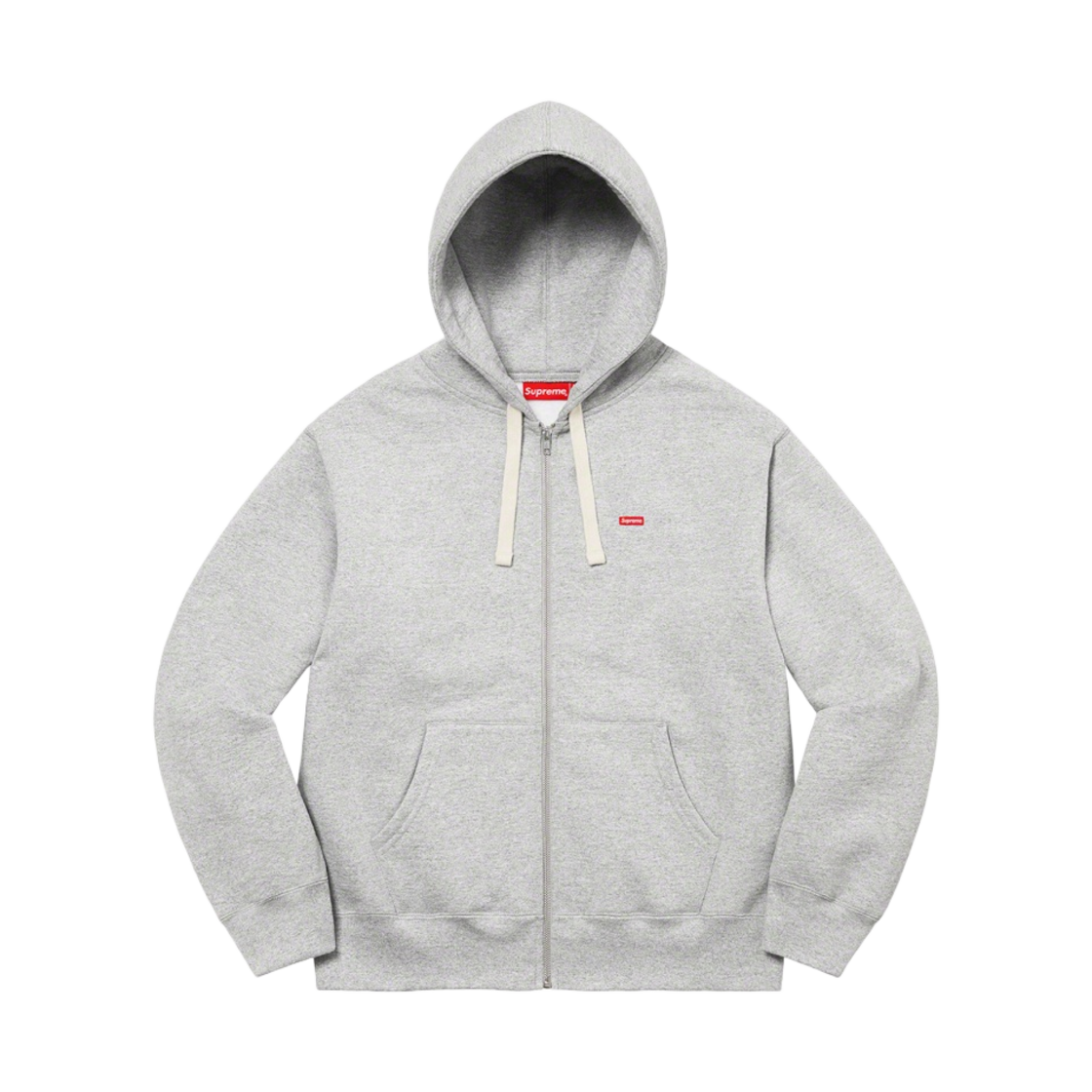슈프림 스몰 박스 드로우코드 집업 후드 스웨트셔츠 헤더 그레이 - 22FW
