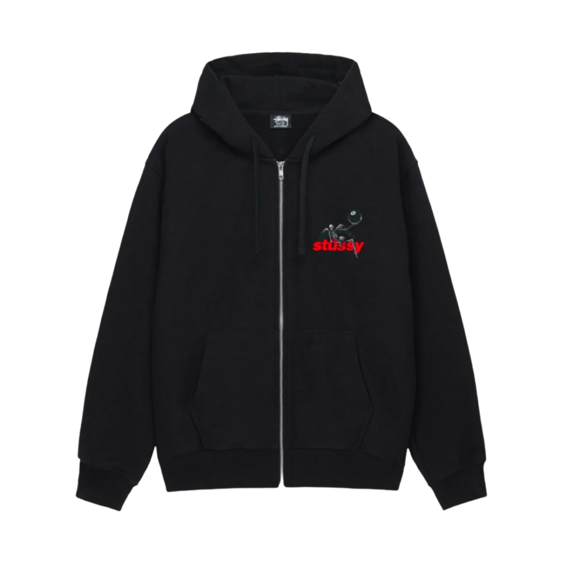 스투시 아포칼립스 후드 집업 블랙