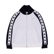 The Museum Visitor Sky Love Jacquard Collar Knit Zip Up Black