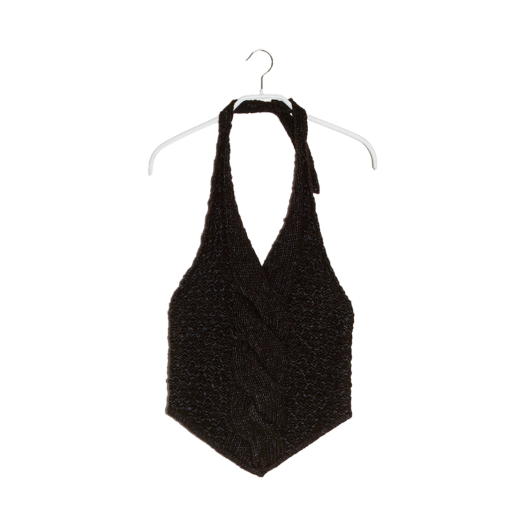 BDWTKN005BR En Or Women Twiddle Halter Knit Vest Brown