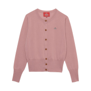 (W) Vivienne Westwood Red Label Fine Wool Basic Crew Neck Cardigan Pink