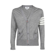 Thom Browne Sustainable Fine Merino Wool 4-Bar Classic Cardigan Pale Grey