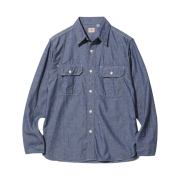 Sugar Cane 5 oz. Chambray Double Shoulder Work Shirt Blue
