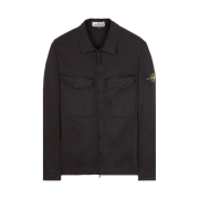 Stone Island 10812 Stretch Cotton Satin Garment Dyed Overshirt Black - 24SS