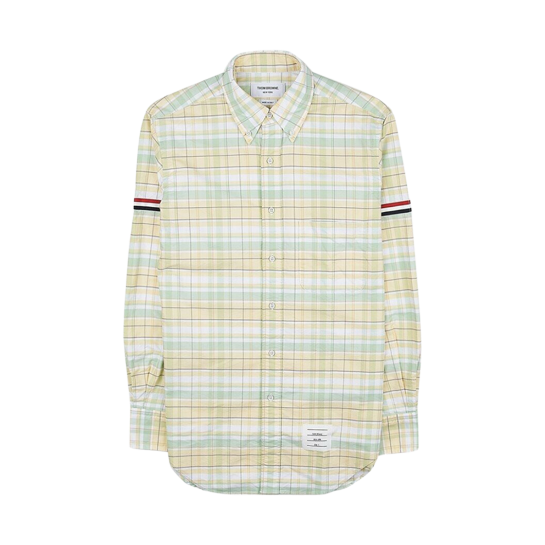 톰브라운 플레이드 옥스포드 암밴드 포인트 칼라 셔츠 라이트 옐로우(Thom Browne Plaid Oxford Armband Point Collar Shirt Light Yellow)