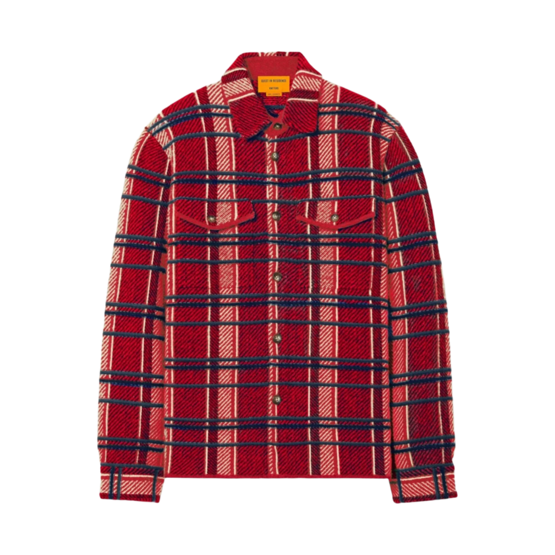 게스트 인 레지던스 플레이드 워크 셔츠 트루 레드 콤보(Guest In Residence Plaid Work Shirt True Red Combo)