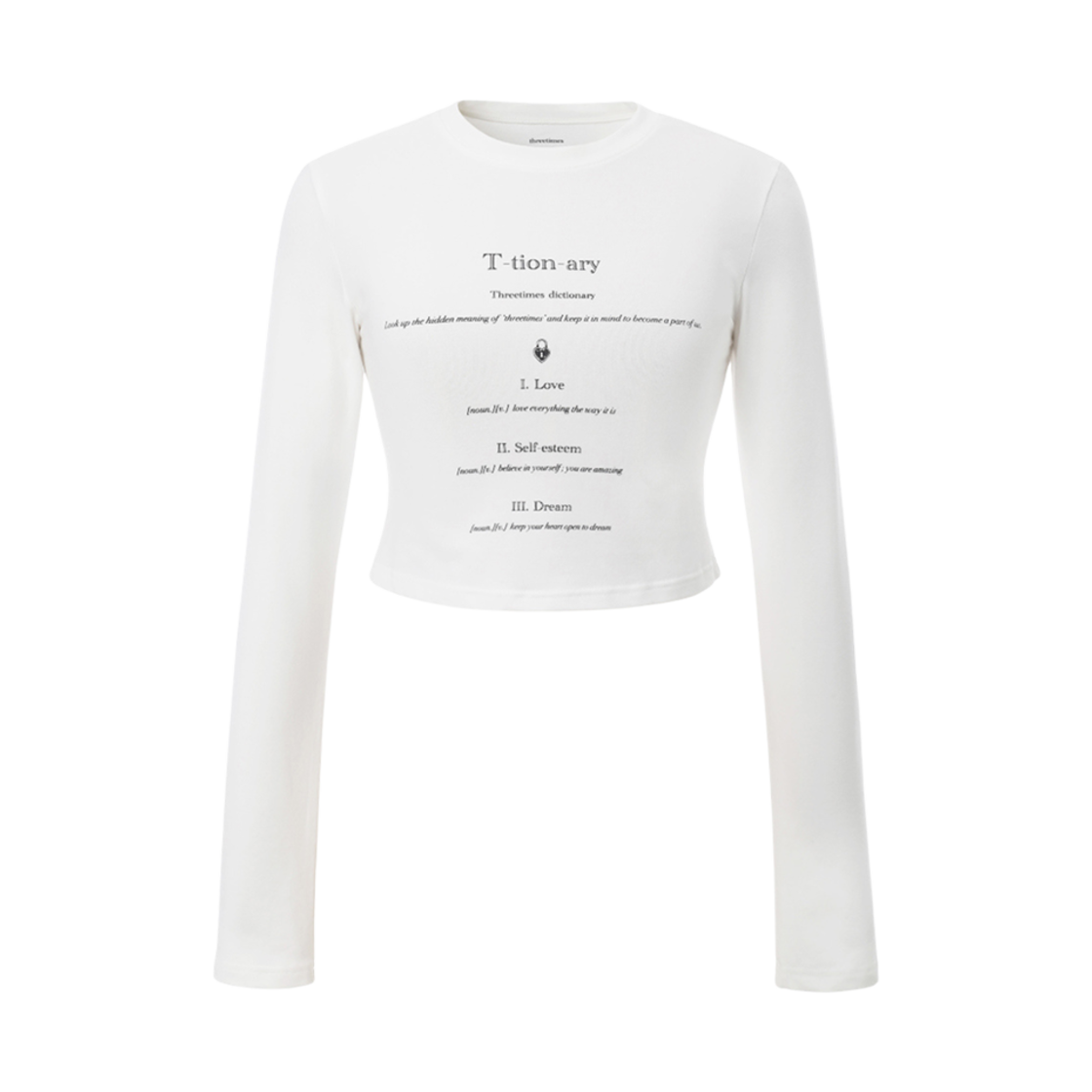 (W) 쓰리타임즈 티셔너리 티셔츠 아이보리((W) Threetimes T-Tionary T-Shirt Ivory) - 1