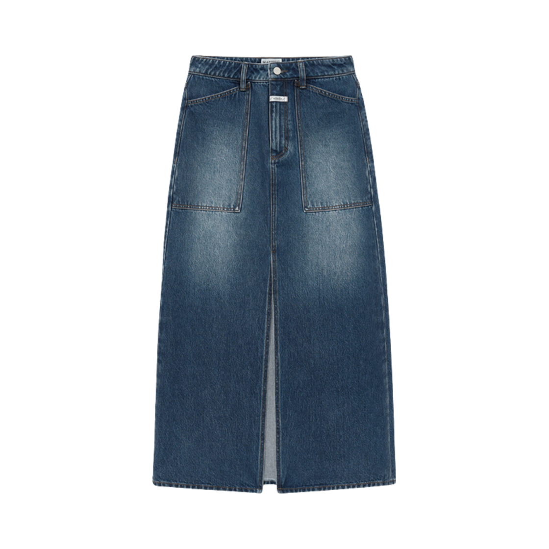 (W) 마리떼 프랑소와 저버 맥시 아웃 포켓 데님 스커트 블루((W) Marithe Francois Girbaud Maxi Out Pocket Denim Skirt Blue)