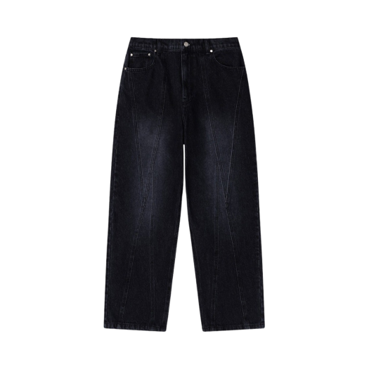 RD123100BK RDVZ Diagonal Cut Denim Pants Black