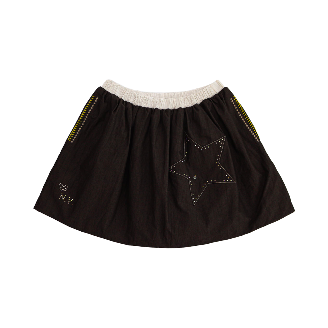 나비버스 스타 자수장식 스커트 블랙(NAVIVERSE Star Embroidered Skirt Black)