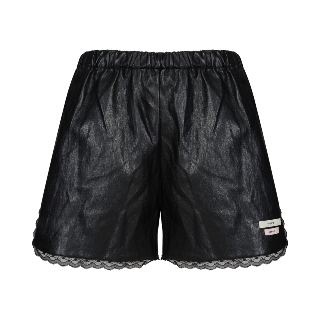 lr24fw15 Leterie Lace Leather Shorts Black