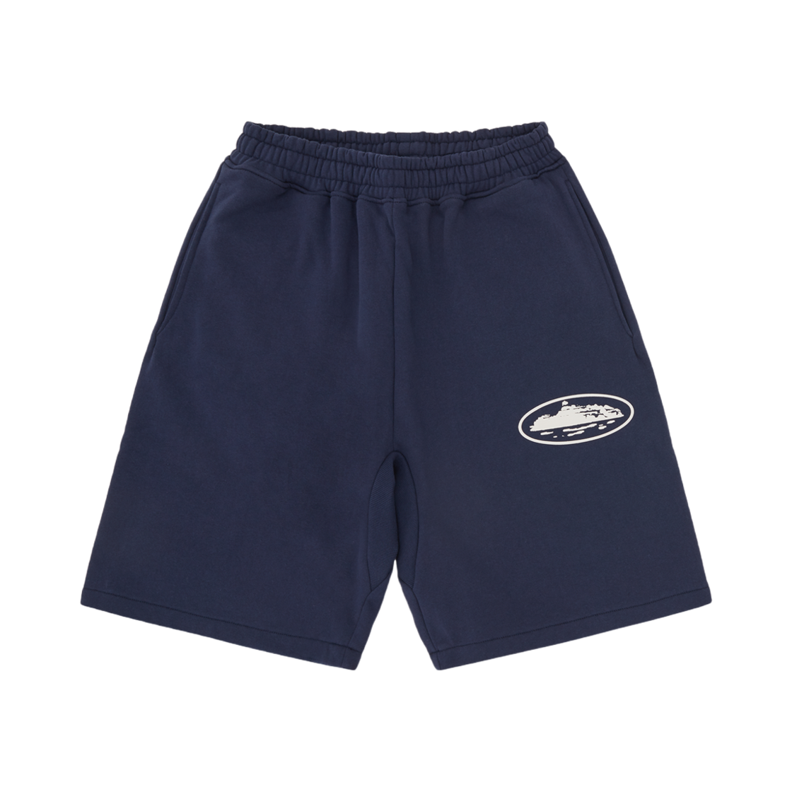 코르테이즈 아일랜드 퍼프 프린트 스웨트쇼츠 네이비(Corteiz Island Puff Print Sweatshort Navy)