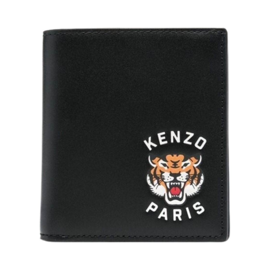 FE55PM603L47-99 Kenzo Varsity Jungle Tiger Foldable Mini Leather Wallet Black