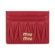 Miu Miu Matelasse Nappa Leather Card Holder Red