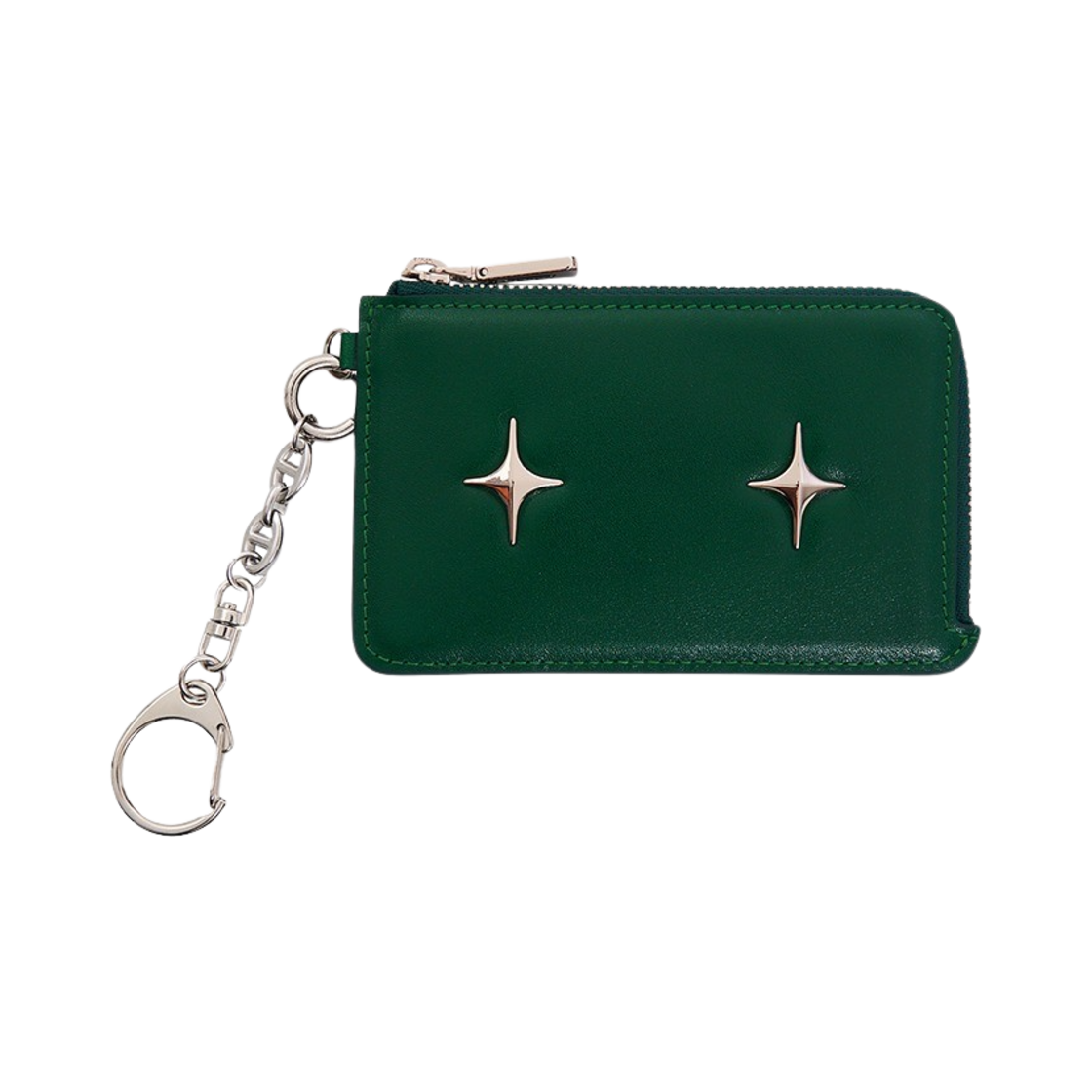 포어필 스파클 스타 지퍼 카드 월렛 딥 그린(For Appeal Sparkle Star Zipper Card Wallet Deep Green)