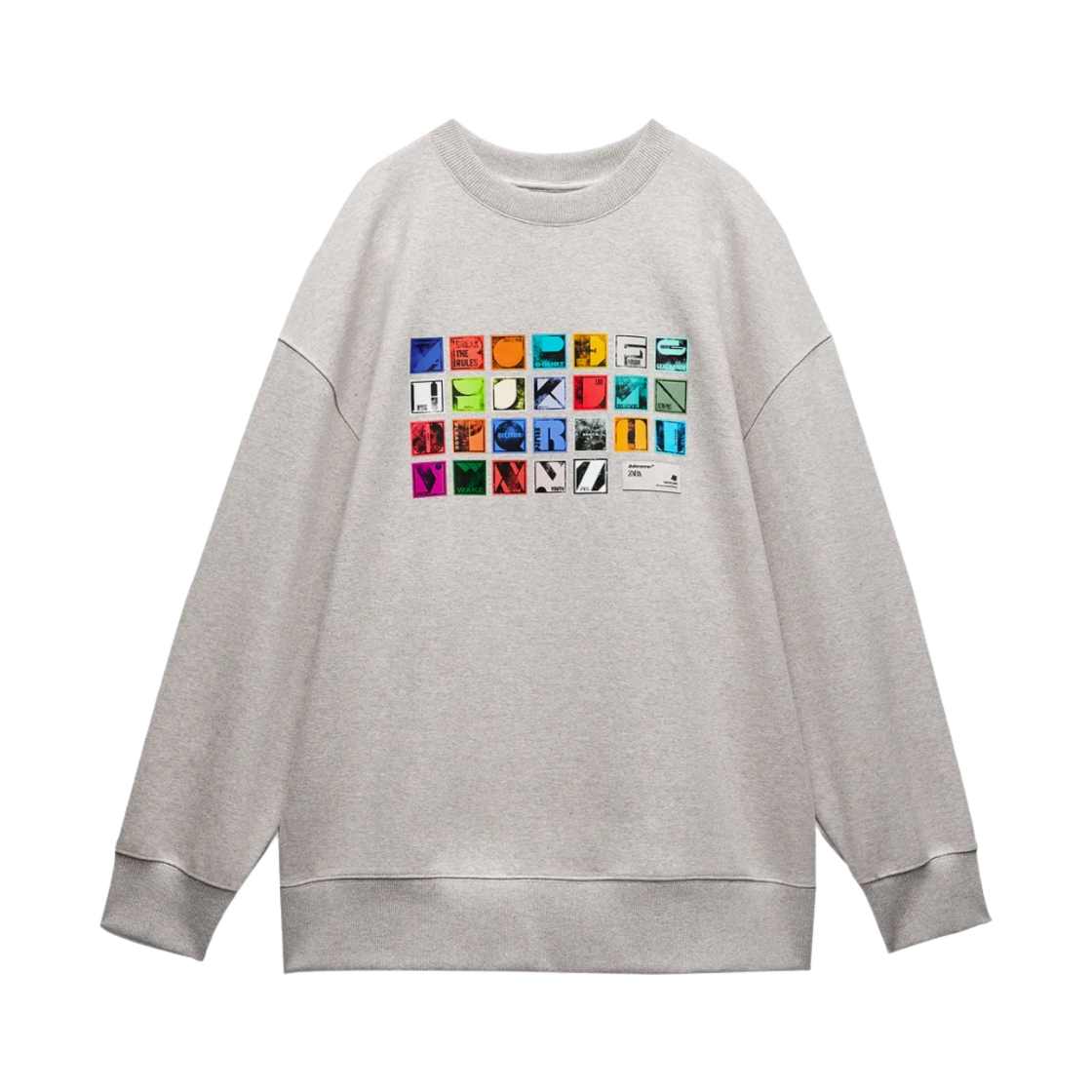 자라 x 아더에러 알파벳 스웨트셔츠 라이트 그레이(Zara x Ader Error Alphabet Sweatshirt Light Grey)