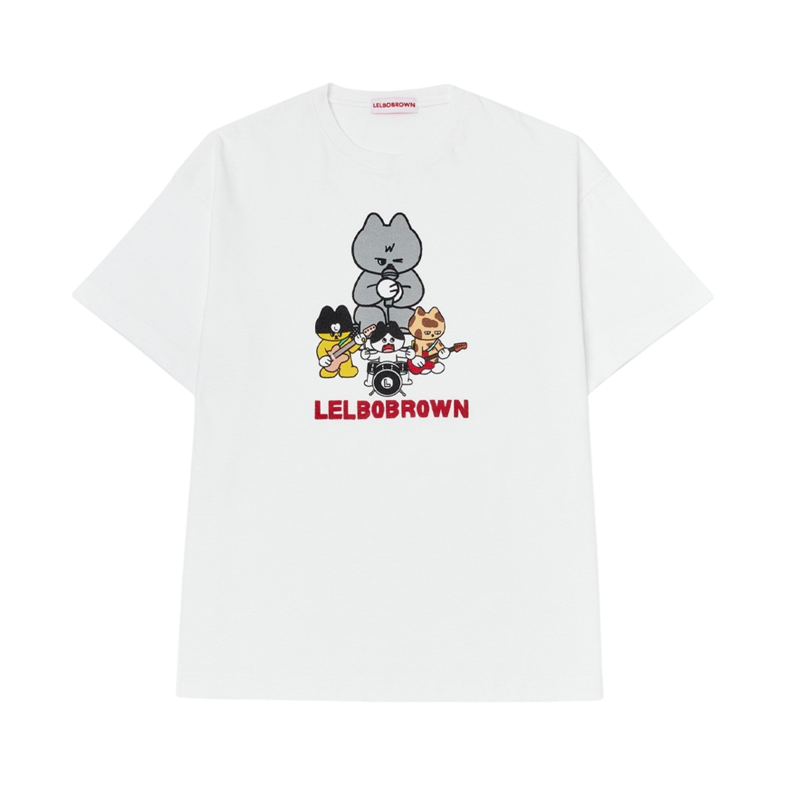 렐보브라운 록 밴드 드로잉 티셔츠(Lelbobrown Rock Band Drawing T-shirt)