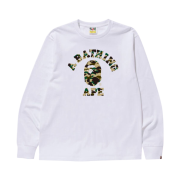 BAPE 1st Camo College L/S T-Shirt White