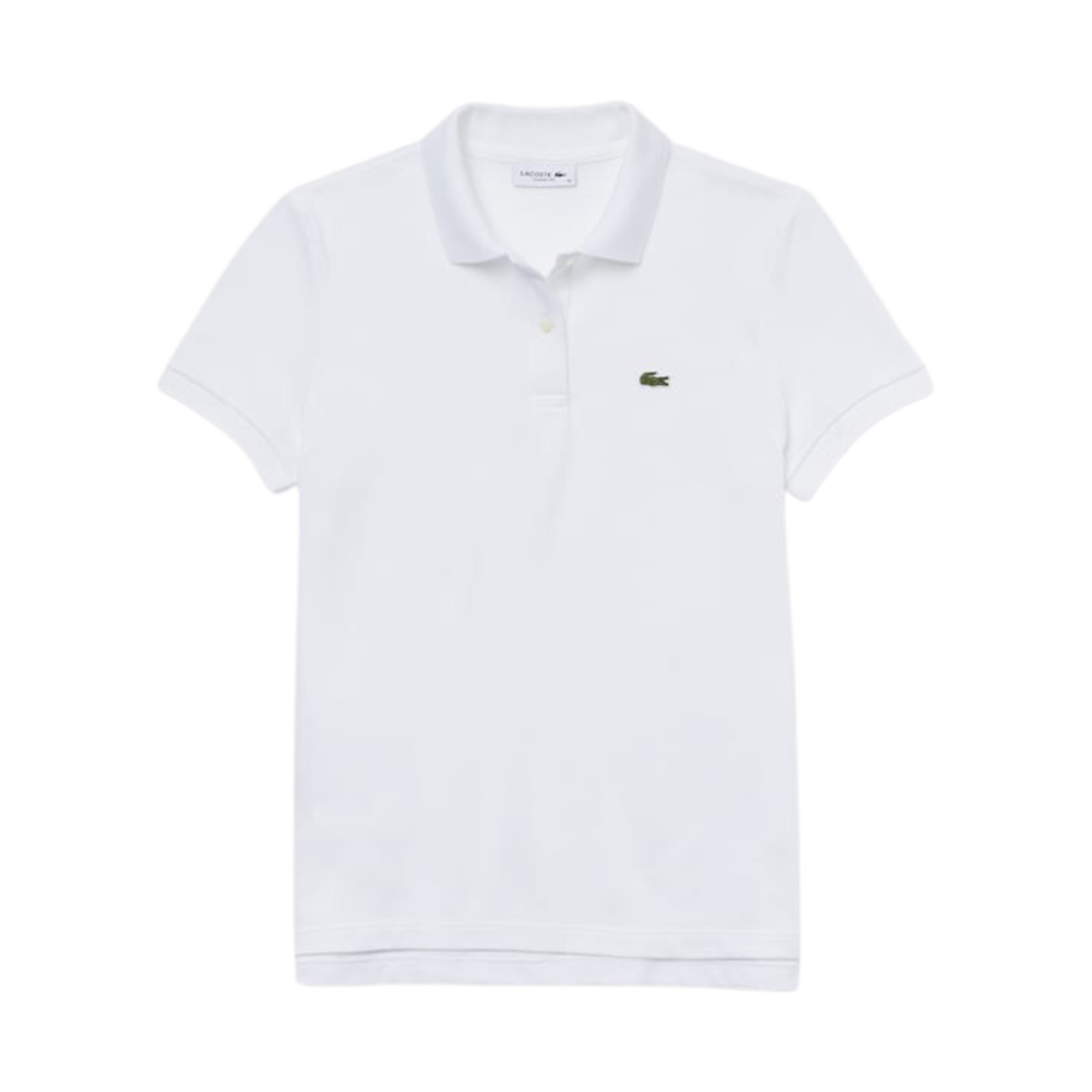 (W) 라코스테 투 버튼 레귤러 핏 폴로 셔츠 화이트((W) Lacoste Two Button Regular Fit Polo Shirt White) - 1