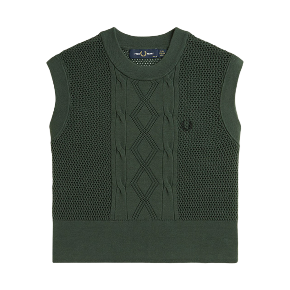 AFPF2519117-X89 Fred Perry Womens Textured Knitted Vest Court Green