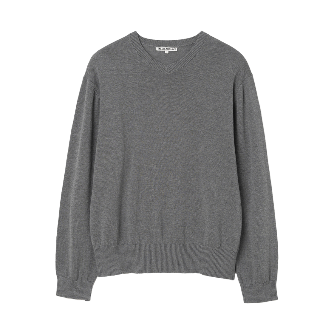 밀로 아카이브 크롭 브이넥 니트 차콜