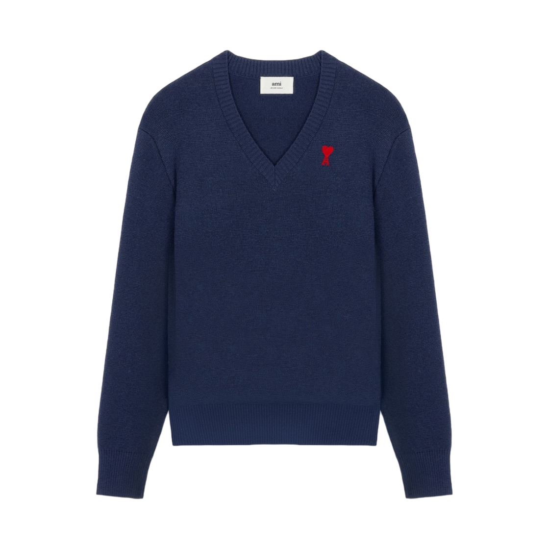 A21HK100-001-410 AMI de Coeur V-Neck Sweater Navy
