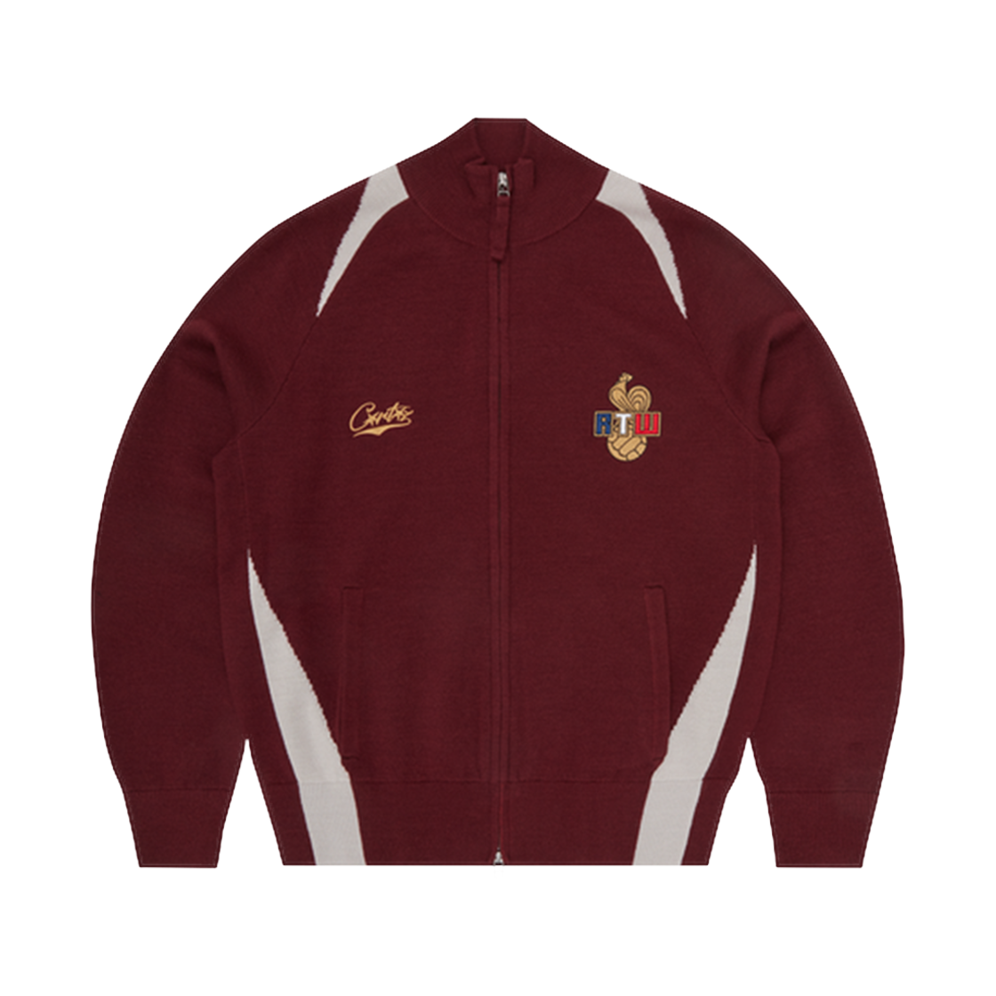 코르테이즈 피네스 니트 집업 버건디(Corteiz Finesse Knit Zip Up Burgundy)