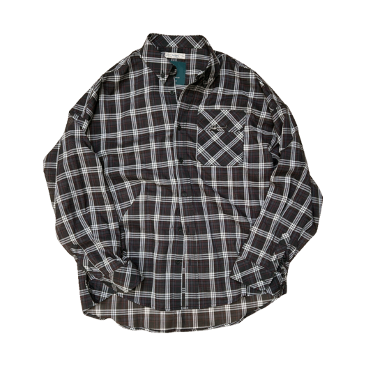 25SSUMCTSNV Undermycar 25SS Floral Safety Pin Japanese Fabric Tartan Check Shirts Navy