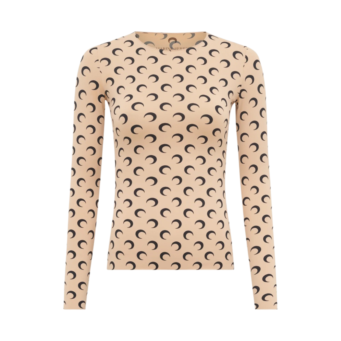 (W) 마린 세르 문 프린트 저지 세컨드 스킨 크루넥 탑 탄 문((W) Marine Serre Moon Printed Jersey Second Skin Crewneck Top Tan Moon) - 1
